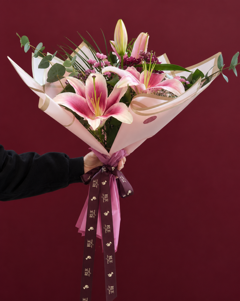 Pembe Lilyum Zarafeti Buketi